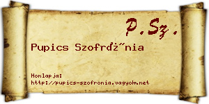 Pupics Szofrónia névjegykártya
